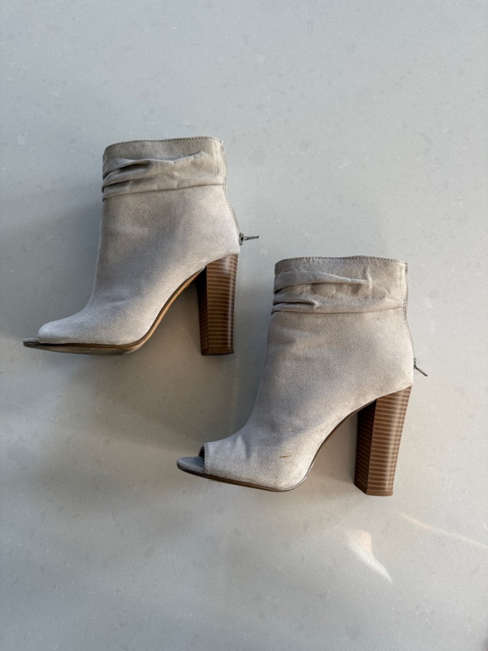 Open-Toe Suede Ankle Booties
